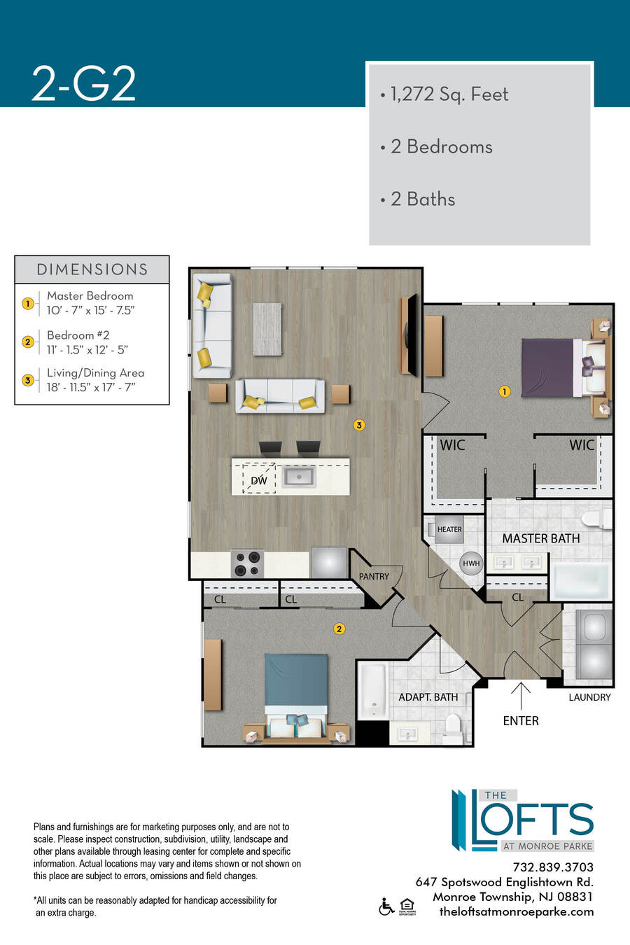 The Lofts at Monroe Park Apartment Floor Plan 2G2